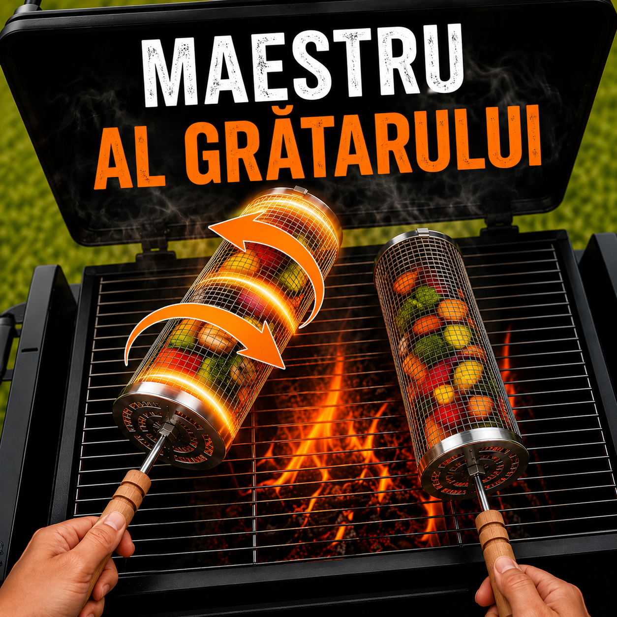 Coș Rotativ Inox pentru Grătar