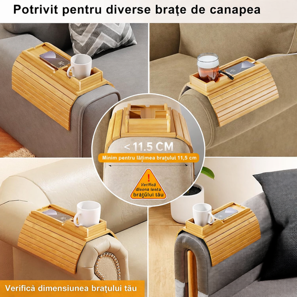 Tavă Braț Canapea Din Bambus